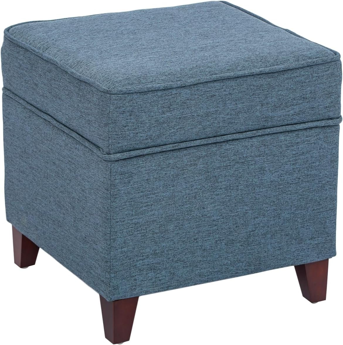 17.7 Inch Storage Ottoman Small Square Grey Linen Coffee Table Cube