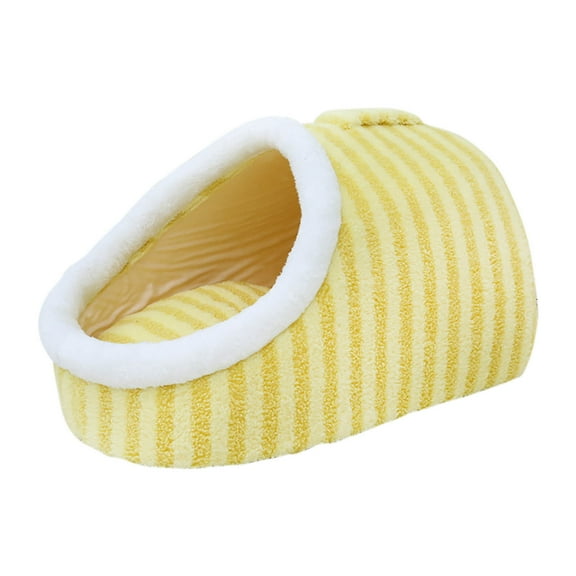 17.7" Medium Dog Bed, for Small Dogs Up to 30lbs - Washable Burrow Puppy Beds - Covered Dog Cave Bed with Anti-Slip Bottom - Charcoal Gray (Yellow)