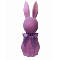 17.7" Purple Flocked Easter Bunny Figurine Statue - with Bow Spring Desk Decor, Perfect for Holiday Party Displays & Home Styling