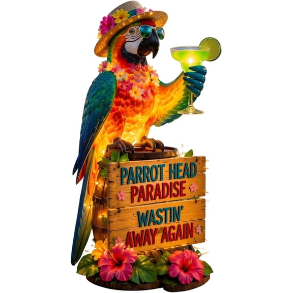 17.7'' Resin Solar Parrot Garden Light Ground Stake, Waterproof Outdoor Solar Stake Light Tropical Yard Decor for Patio, Lawn, Pathway Flower Bed, Unique Gift for Gardeners