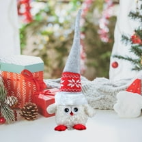 ​17.7" Tall Gray Owl Figurine with Pointed Hat - Bendable Holiday Desk Decor for Halloween & Christmas (Knitted)​​ White