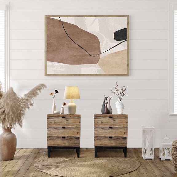 17.7"W Wood End Tables with 3 Drawers, Farmhouse Bedside End Table for Living Room, Set of 2, Fully Assembled