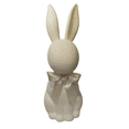 thumbnail image 1 of 17.7" White Flocked Easter Bunny Figurine Statue - with Bow Spring Desk Decor, Perfect for Holiday Party Displays & Home Styling, 1 of 7
