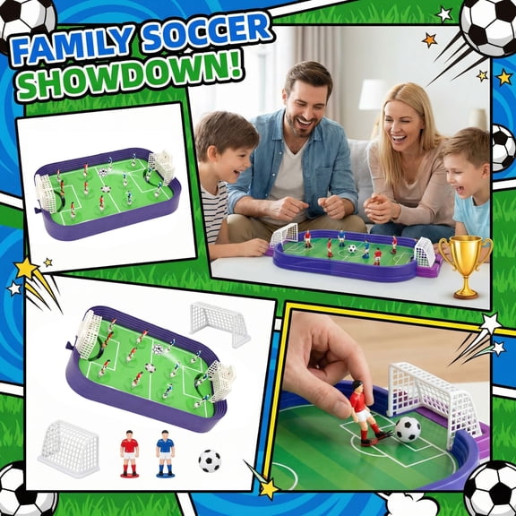 17.7 X 9.1 Inches Tabletop Soccer Game Set With 1 Soccer Field, 12 Player Figurines, 2 Goals & 1 Soccer Ball, Interactive Competitive Tabletop Board Game For Family Game Nights,