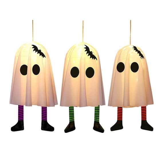 17.7 in. Halloween Scary Ghost Pendants  Warm White Glow with Haunted Shadow Displays, Halloween Decorations for Porch Ceilings, Tree Branches & Entryway Displays  great for Haunted House Setups