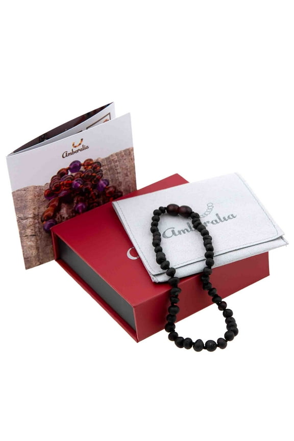 17.7-inch Amberalia Amber necklace for adults - Certified Baltic Sea amber - Includes gift box with customized message and engraved storage linen bag