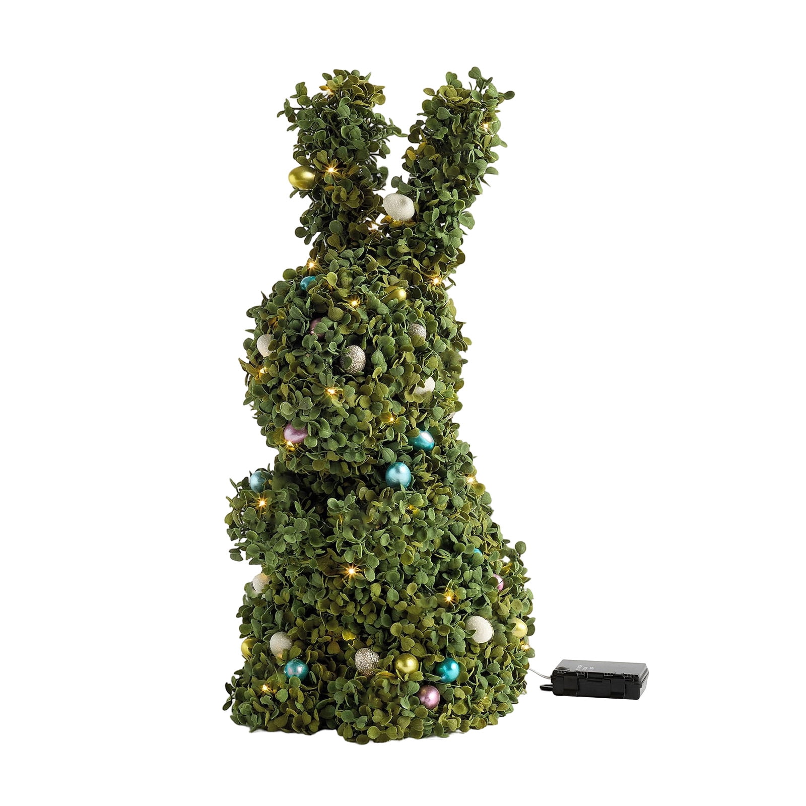17.7 inch Easter Bunny Shaped Topiary Trees, Pre-lit Artificial Boxwood ...