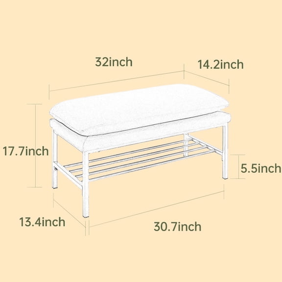 17.7 - inch High, Sturdy Construction - Can Be Used as an Entryway Shoe Bench