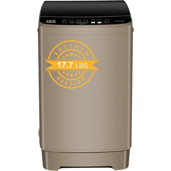17.7 lbs Full Automatic Washing Machine with LED Display Compact Washing Machine with Drain Dump, 10 Wash Programs and 8 Water Levels Ideal for Dorms, Apartments, Coffee Gold