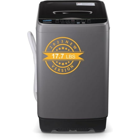17.7 lbs Full Automatic Washing Machine with LED Display Compact Washing Machine with Drain Dump, 10 Wash Programs and 8 Water Levels Ideal for Dorms, Apartments, Grey