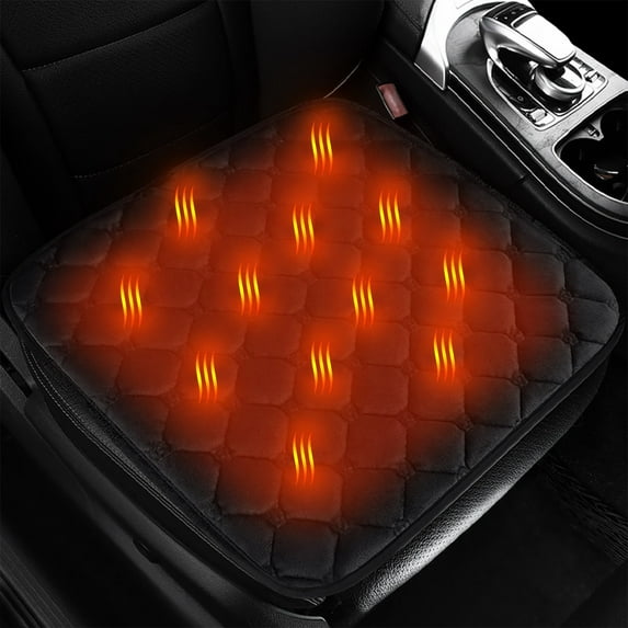 17.7 x 17.7in Heated Car Seat Cushion, USB Portable Car Heating Pad, Back Heating and Ventilation Function for Winter Driving, Quicks Heating, Convenient to Use(Black)