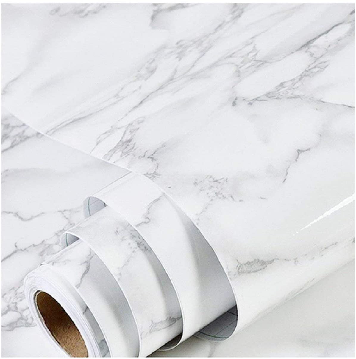 White and Gray Marble Self-Adhesive Removable Wallpaper