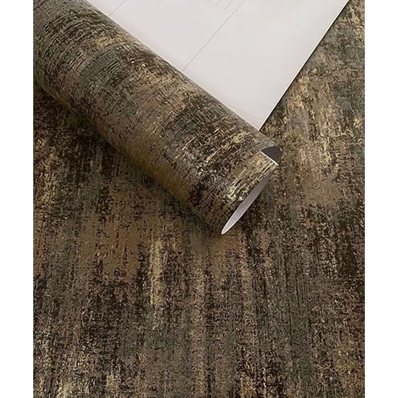 17.7"x 236.0" Metallic Texture Distressed Wallpaper in Charcoal and Gold Self Adhesive Industrial Wall  for DIY Decor Peel and Stick Wallpaper$$Tools