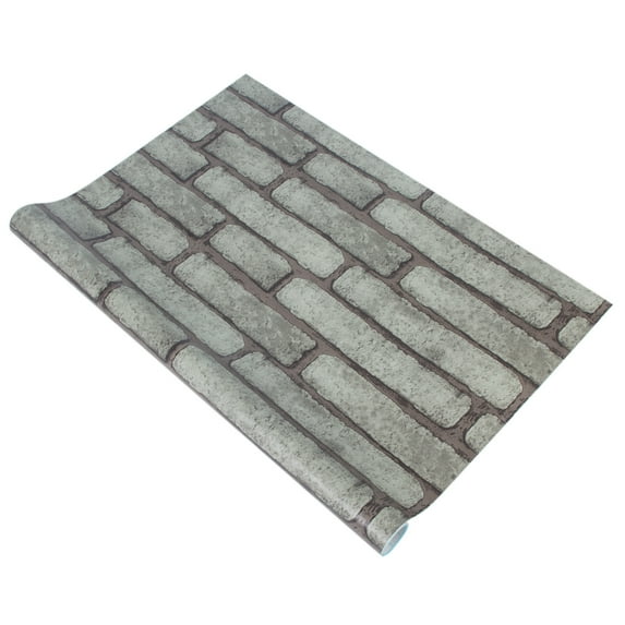 17.7" x 39.3" Brick Wallpaper Peel and Stick for Bathroom Bedroom Kitchen, Waterproof Self Adhesive, Gray