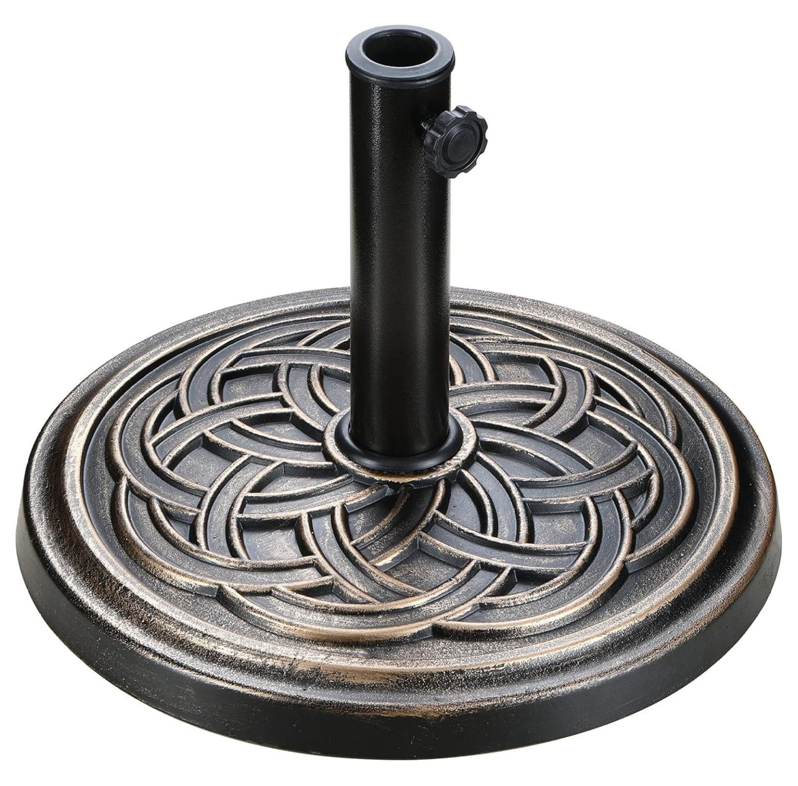 17.72" 24.2 lbs Market Heavy Duty Umbrella Round Stand Base for Patio, Outdoor, Deck, Lawn, Garden, Bronze
