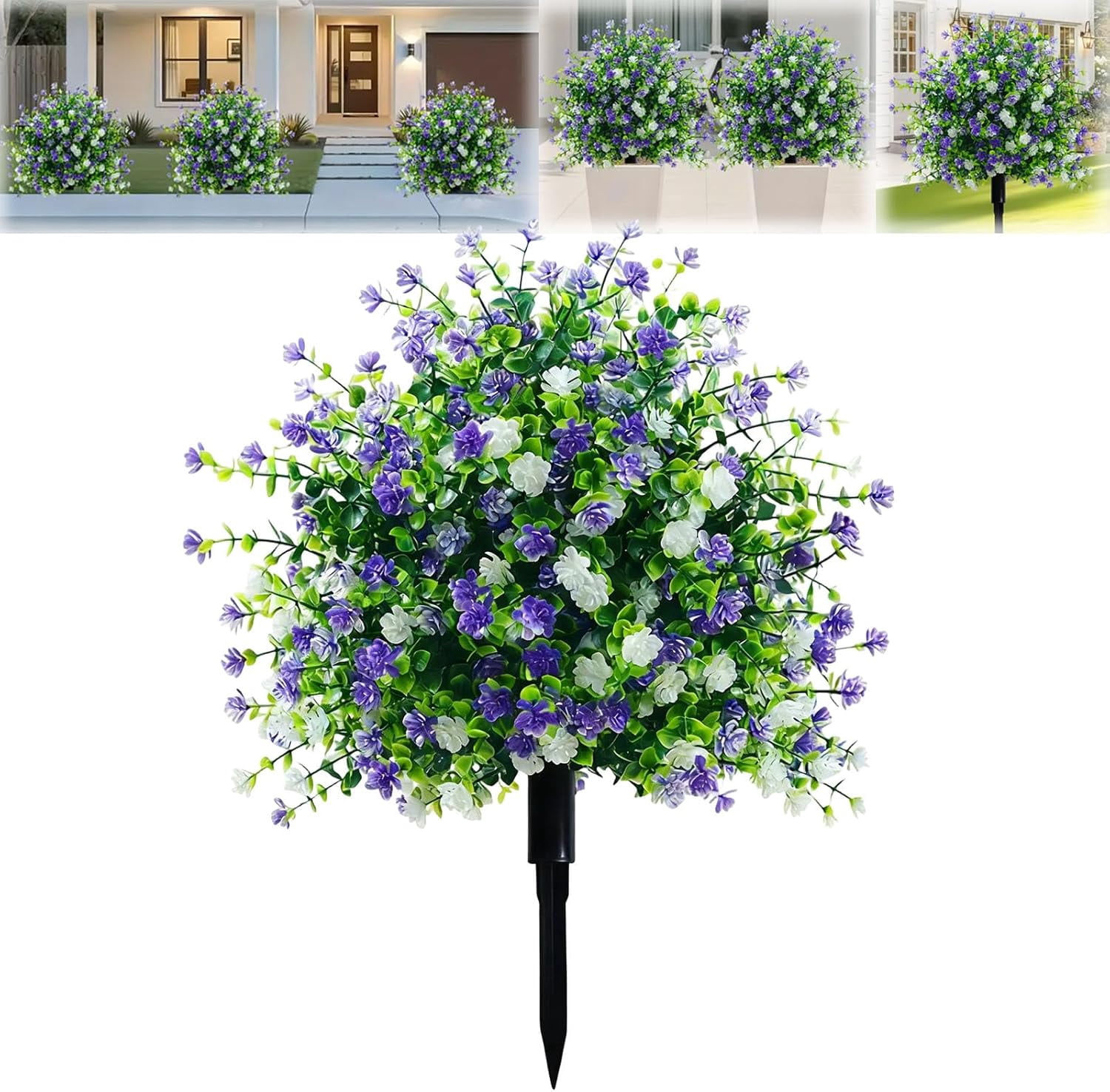 17.72 inches Artificial Potted Trees with Ground Stakes, UV-Resistant Artificial Flowers for Outdoors with Stakes, Indoor & Outdoor Decoration Decoratio, Home Garden Wedding Settings (1pc)