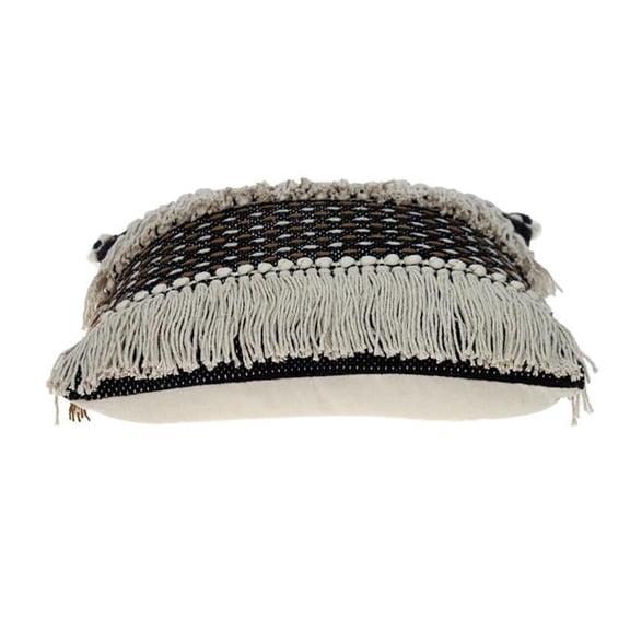 17.72 x 17.72 x 4 in. Black & Ivory Textured Throw Pillow