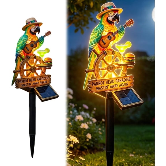 17.72in Solar-Powered Parrot Garden Light, Tropical Parrot Solar Garden Light, Waterproof Solar Light Fun Parrot Garden Light Stake for Beach Party, Backyard, Tiki Bar & Home Decoration