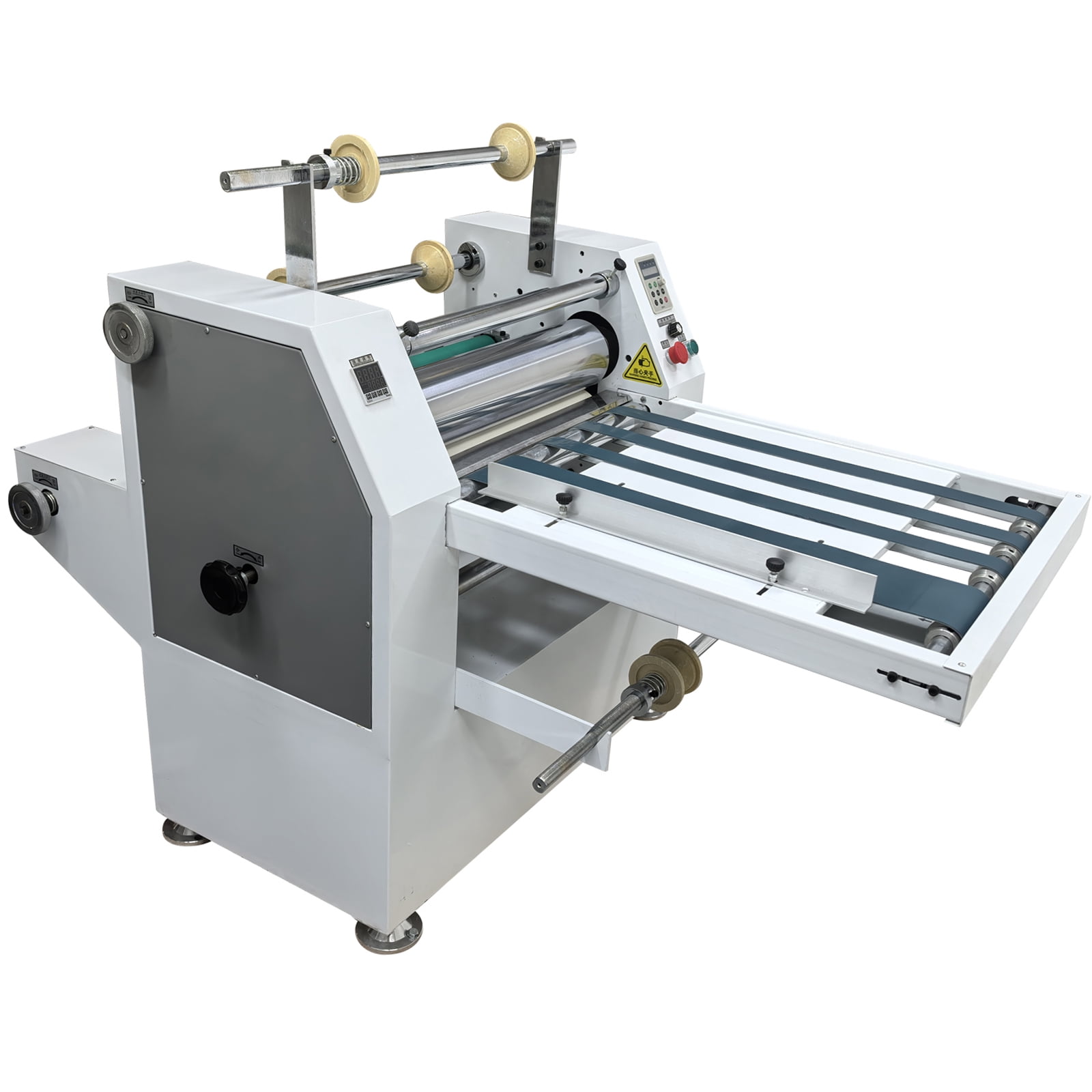17.72in Thermal Roll Laminator Steel Roller Laminating Machine 110V 0~15m/min with Conveyor Belt and Winding Mechanism