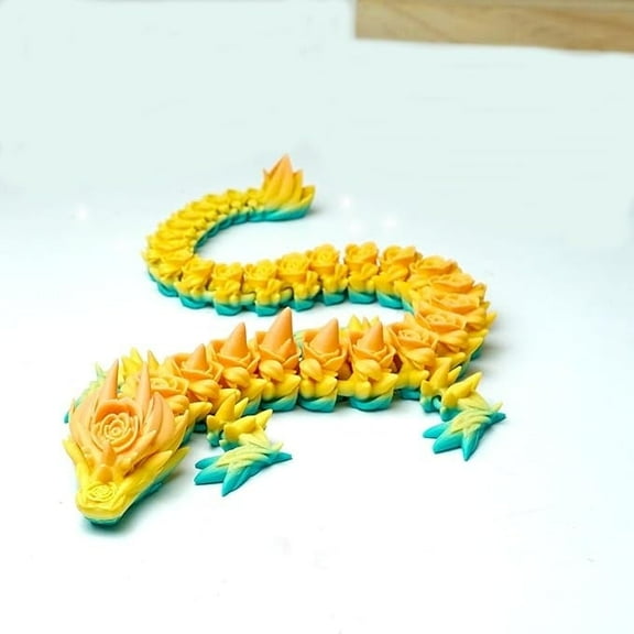 17.72inch 3D Printed Rose Dragon Models,Flexible Joint Animal lacertid Figurines, Stress Relief, Fidget restlessness, ADHD Toys, Surprise Fantasy Gifts (Random)