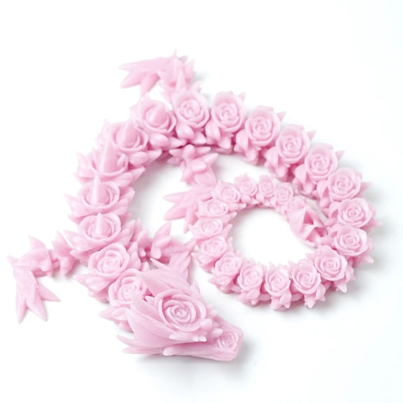 17.72inch 3D Printed Rose Dragon Models,Flexible Joint Animal Lacertid Figurines,Stress Relief, Fidget Restlessness,Surprise Fantasy Gifts (Pink)