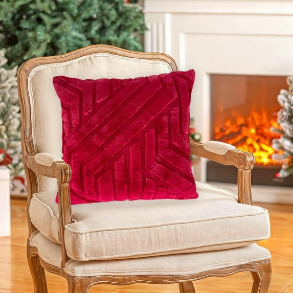 17.72x17.72in Decorative Throw Pillow Cover, Soft Plush Cushion Cover for Sofa and Bedroom, Square Pillow Case for Living Room Home Décor, Soft and Durable Cushion Cover(Red)