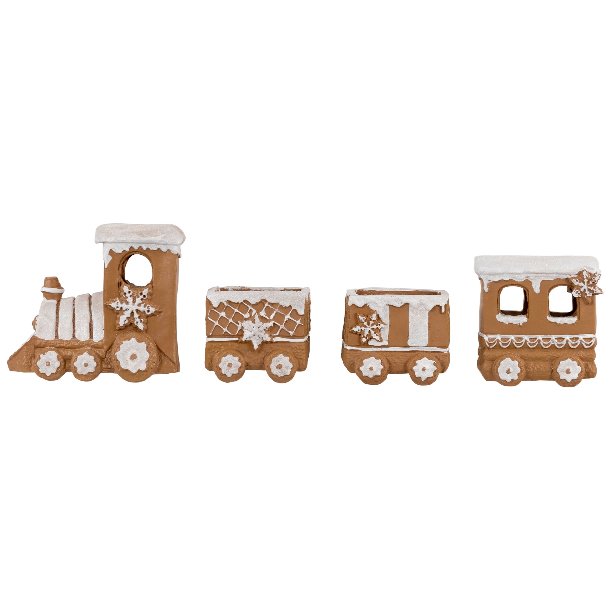 17.75" Brown and White Frosted Gingerbread Train Tabletop Decor