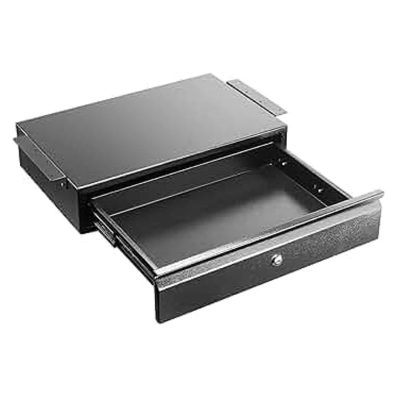 17.75" Steel Under Desk Drawer with Lock & Keys - Attachable Desk Drawer with Slide Out Attachment for Wooden Desks & Workstations - Locking Under Table Undermount Drawers for Home Office