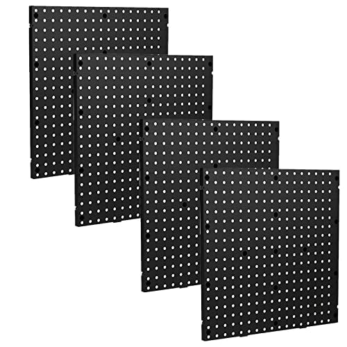 17.75"x17.75" Black Plastic Pegboard Panels, Garage Tool Organization Peg Board, Set of 4$$Hardware