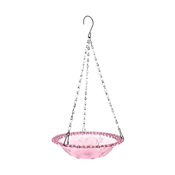 17.7IN Hanging Bird Feeder for Outside, Decorative Bird Bath for Garden Decor, Bird Feeding Station with Durable Metal Chains, Weather-Resistant Wild Bird Oasis, Gift for Bird Lovers,Purple