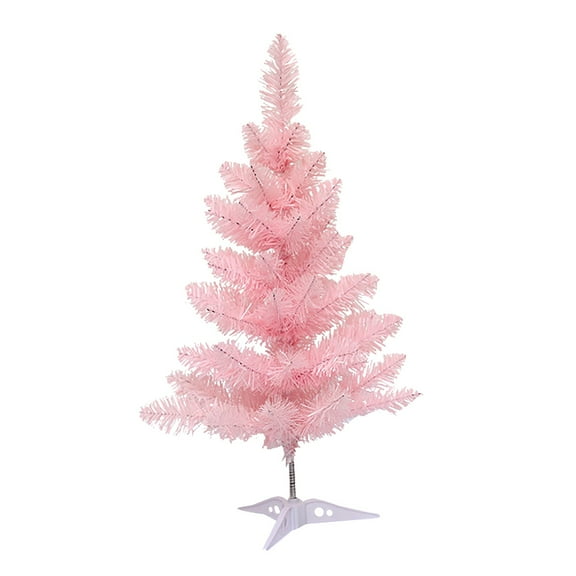 17.7Inch Artificial Christmas Tree Pink Tabletop Christmas Tree with Plastic Stand Mini Xmas Pine Tree for Indoor Outdoor Holiday Home Decoration