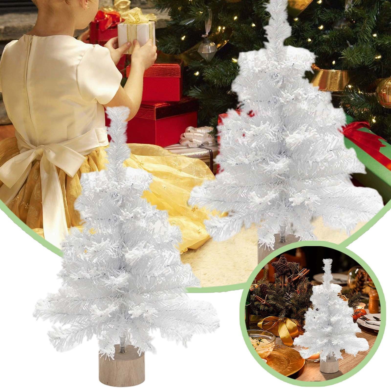 17.7Inch White Flocked Artificial Christmas Tree with Wood Base,Mini — free download