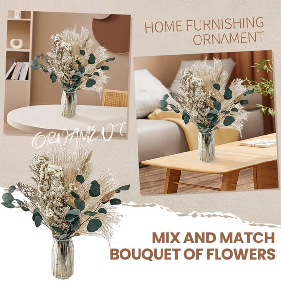17.7in 45pcs Dried Flower Bouquet, Natural Mix High-End Living Room Decoration, Suitable for Home Decor & Various Holiday Decorations, Ideal Gift for Family & Friends