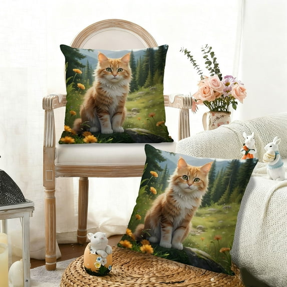 17.7in Cute Animal Print Pillow Cover - Nylon-Spandex Christmas Decor, Indoor Outdoor Sofa Bed Cushion, Easy-Wash Holiday Throw Pillow for Living Room