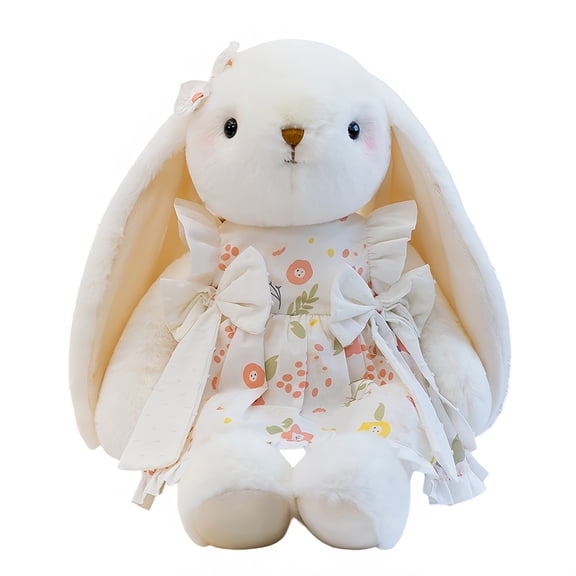 17.7in Cute Lop Eared Rabbit Plush Figure Soft Stuffed Animal Decor for Bedroom Sofa and Living Room Adorable Design Ideal for Spring Home Styling and Cozy Accent