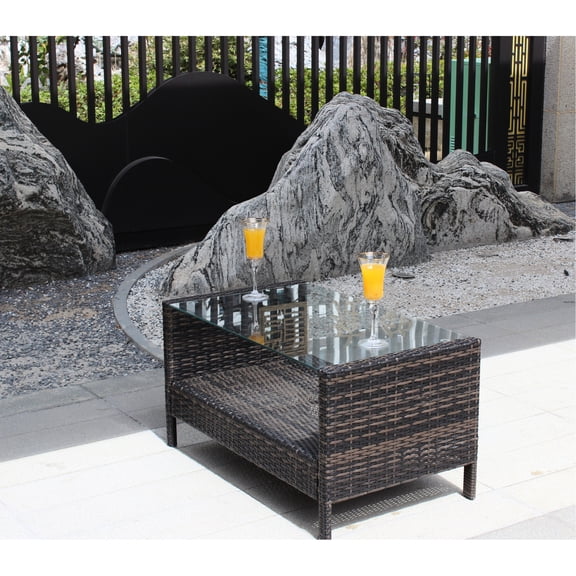 17.7in Product Height - UV - protected Surface - Outdoor Sunroom - Comfort - oriented and Resistant Coffee Table