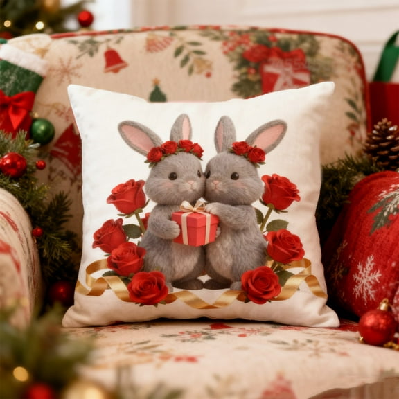 17.7inLove Heart Pillow Covers for Valentine’s Day, Red Rose Heart Throw Pillow Case, Decorative Cushion for Sofa, Bedroom and Gift Giving(No pillow insert)