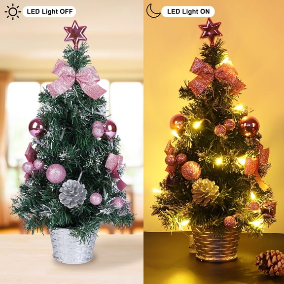 17.7inch Mini Christmas Tree,Xmas Star Tabletop Christmas Tree with LED String Light for Home Dining Table Decoration