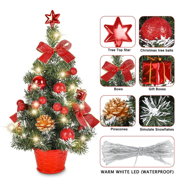 17.7inch PreLit Mini Christmas Tree,Artificial Small Christmas Tree