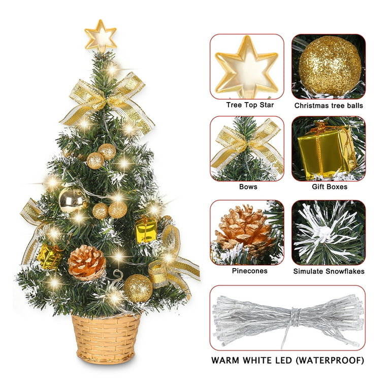17.7inch Pre Lit Mini Christmas Tree Artificial Small Christmas