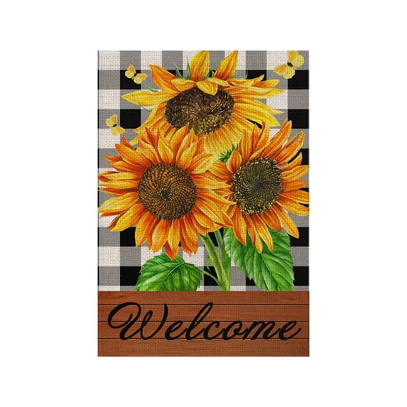 17.7x11.8 Inch Double Sided Sunflower Garden Flag, Happy Spring Summer Welcome Flag for Outdoor Yard, Porch, Patio, Home Garden Decoration