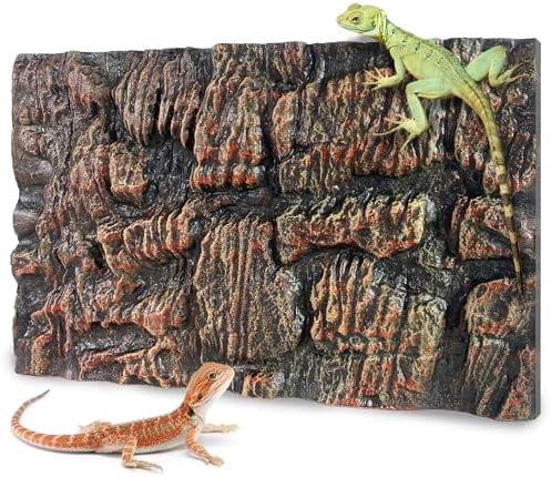 17.7x11.8in Rock Terrarium Background,3D Reptile Tank Background Board,Amphibian Stereo Backdrop Wall,Lizard Snake Gecko Spider Turtle Fish pet silo Background Decorative Panel(Brown)