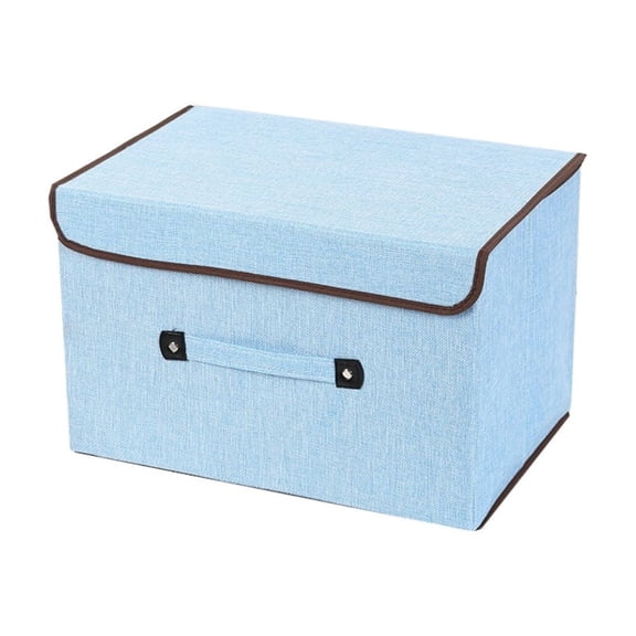 17.7x11.8x11.8In Collapsible Storage Bin,HXRH Portable Storage Cube with Lid for Cloth,1Pack Portable Foldable Storage Box for Office,Closet,Dorms(Blue)