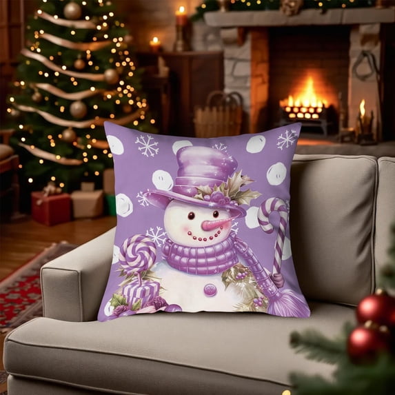 17.7x17.7 Inch Christmas Pillow Covers Decorative Pillow Cases Soft Fabric Hidden Zipper for Home Decor Living Room Sofa Bedroom Festive Atmosphere Easy Wash Universal Size