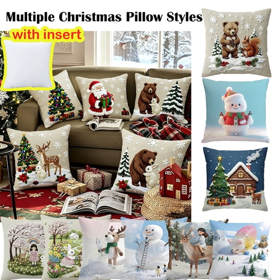 17.7x17.7 in Christmas Cushion Covers with Insert, Pillowcase Cover for Living Room Sofa Festival Ambiance Holiday Decoration, AKLJWH, B