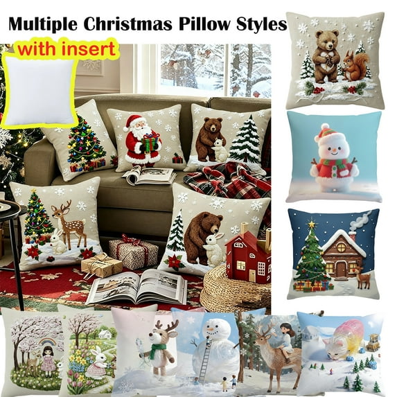 17.7x17.7 in Christmas Cushion Covers with Insert, Pillowcase Cover for Living Room Sofa Festival Ambiance Holiday Decoration, AKLJWH, M