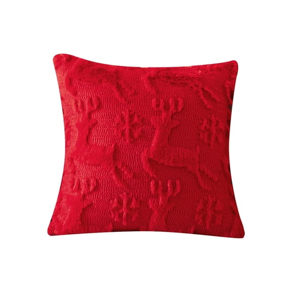 17.7x17.7Inch Christmas Reindeer and Snowflakes Pillow Covers Throw Pillows Decorative Festival Soft Winter Christmas Pillow Covers for Home Decors Couch Sofa Livingroom Bed(Red)