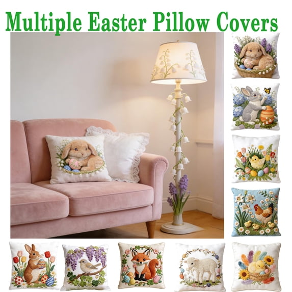 17.7x17.7in Home Furnishings Sofa Pillowcases Easter Decor, Bunny Rabbit Decorative Throw Pillow Covers for Living Room Bedroom Spring Home Decoration, HAODEJW, Green
