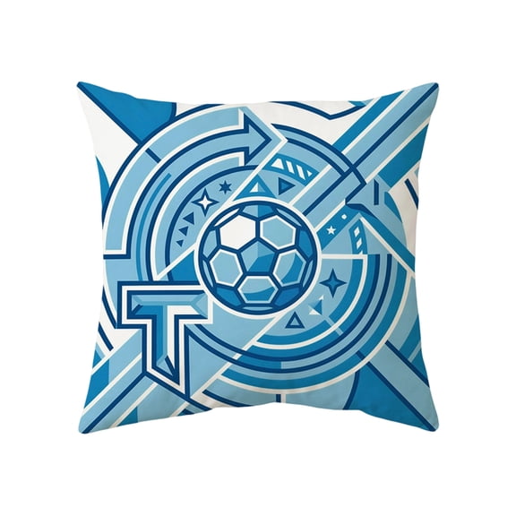 17.7x17.7in Soccer Geometric Print Throw Pillowcase, Decorative Sofa Cushion Cover, Sport Themed Living Room Accessory, Without Core, Perfect for Home Decor
