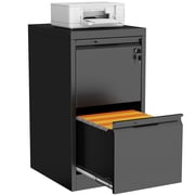 17.8" D Black File Cabinet, 2 Drawer File Cabinets with Lock, Small Metal Vertical Filing Cabinets for Home Office, Locking File Cabinet for Letter/Legal/A4/F4 